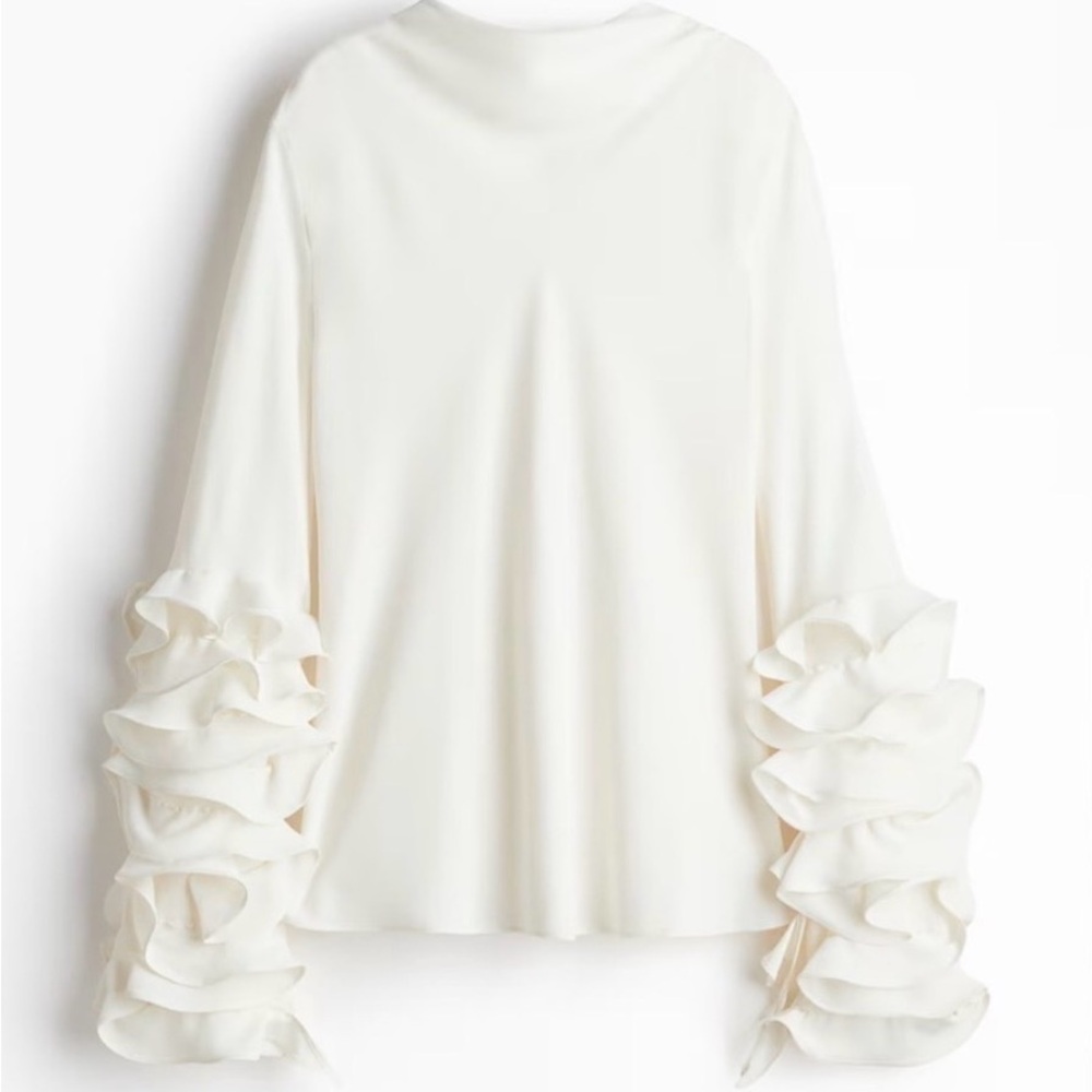 H&M Cream Ruffle Sleeve Blouse - Picture 6 of 12